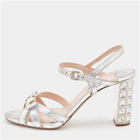 miu miu embellished slides|Miu Miu Women's Embellished Block Heel Slide Sandals.